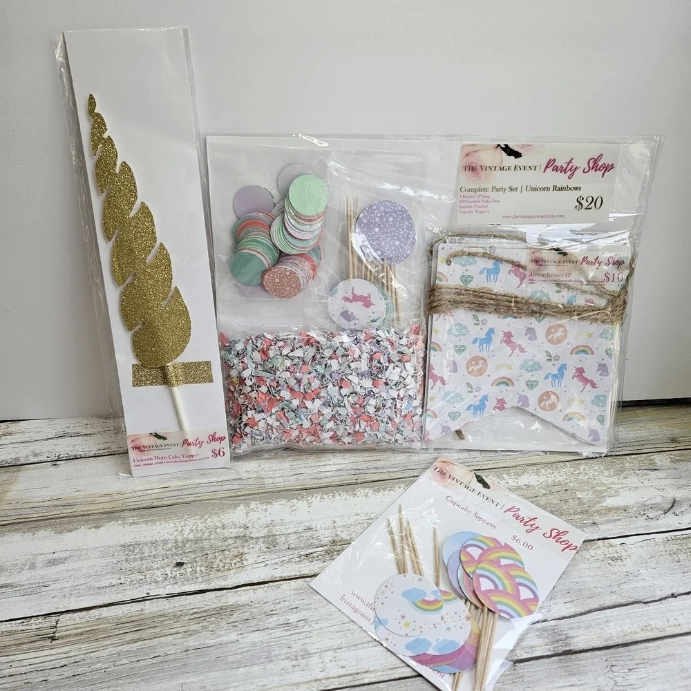 Vibrant Rainbow UNICORN Party Decorations Set